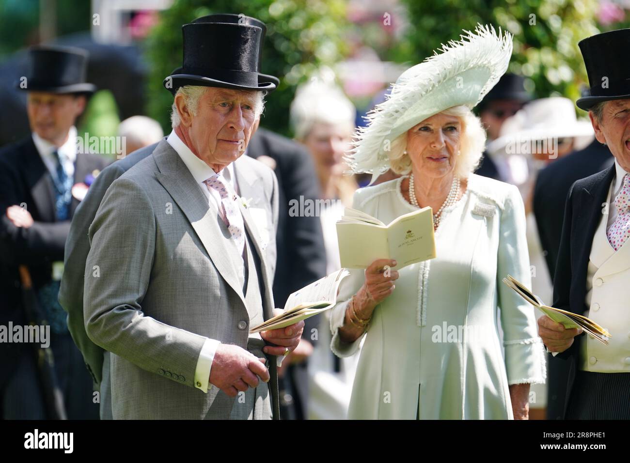 King Charles III and Queen Camilla during day three of Royal Ascot at ...