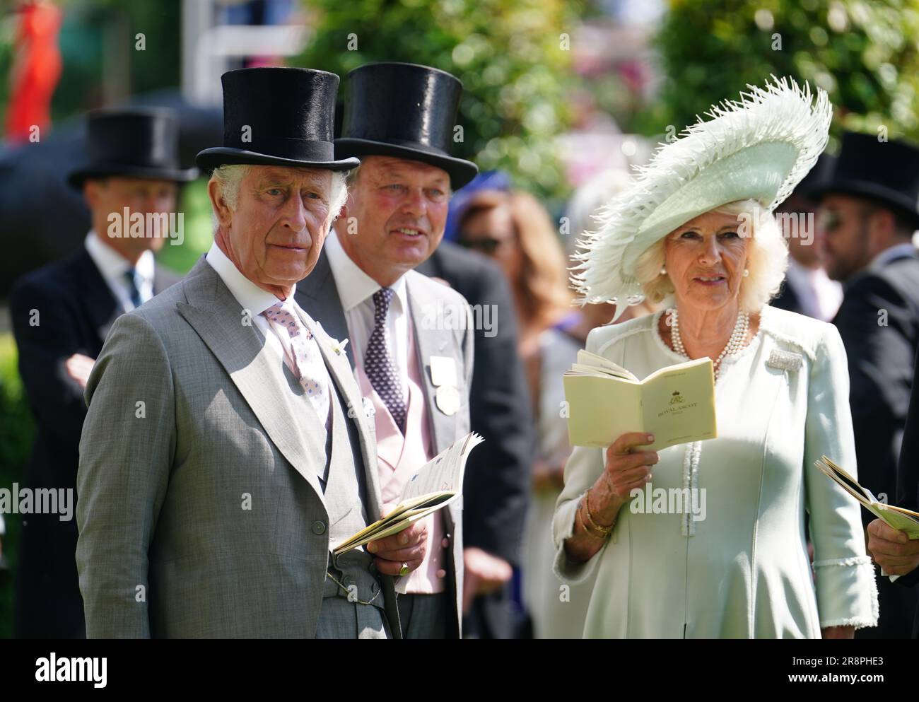 King Charles III and Queen Camilla during day three of Royal Ascot at ...