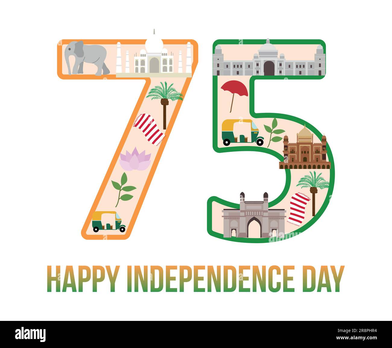 illustration of 75 banner with Indian flag for Independence Day of