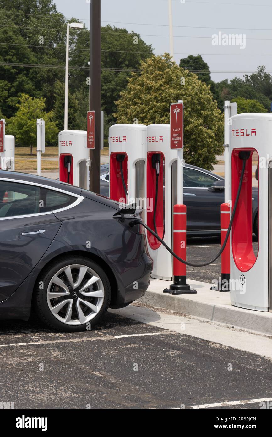 Lafayette June 21, 2023 Tesla EV electric vehicle charging. Tesla