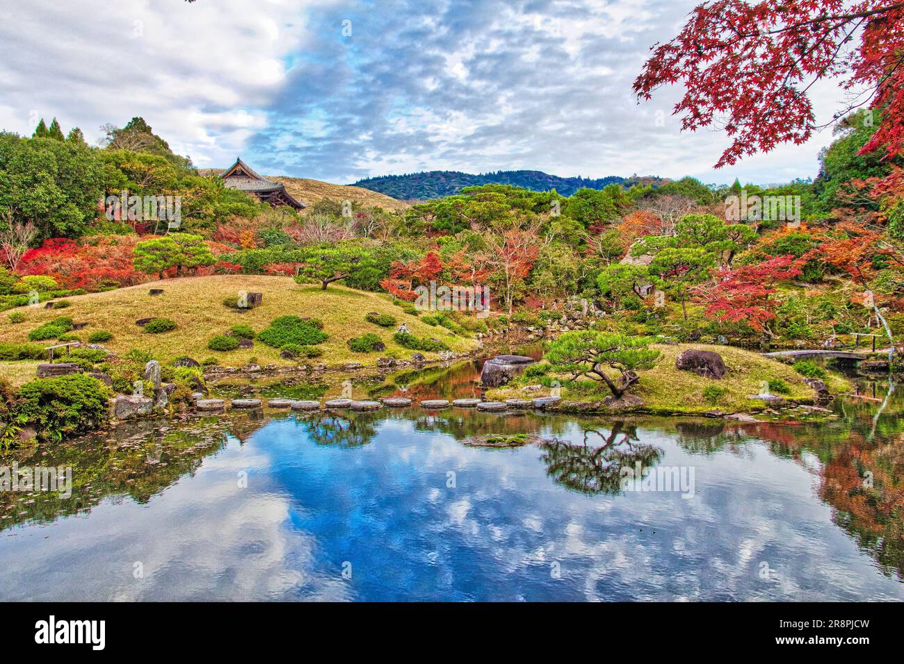 Nara, Japan. Autumn colors in Japanese garden. Isuien Garden. HDR Japan. Stock Photo