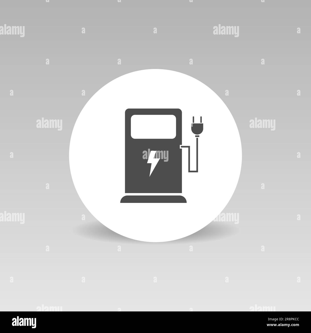 Charging station for electric car round icon Stock Vector