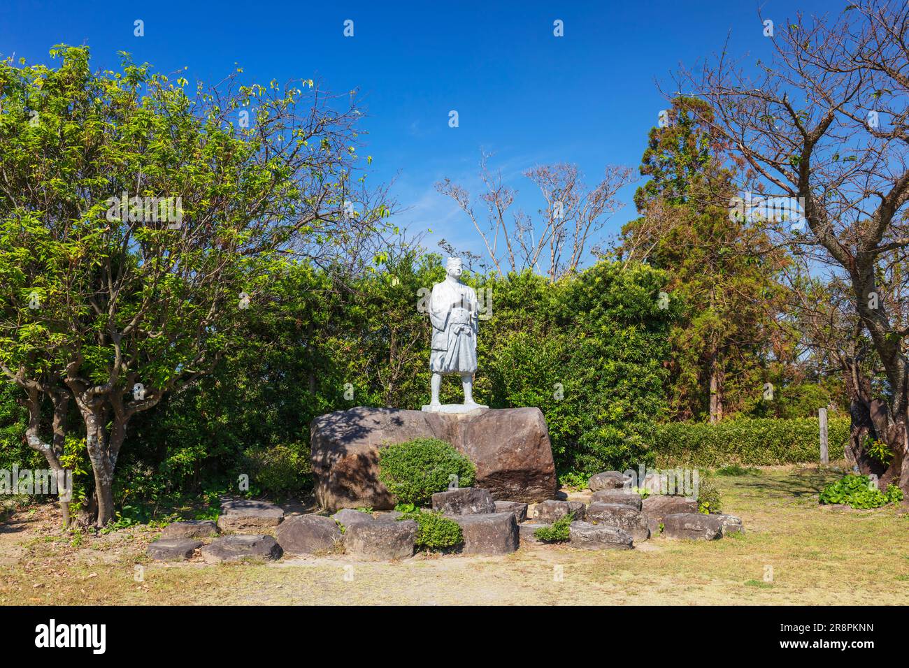 Statue of Amakusa Shiro at the Hara Castle Ruins Stock Photo