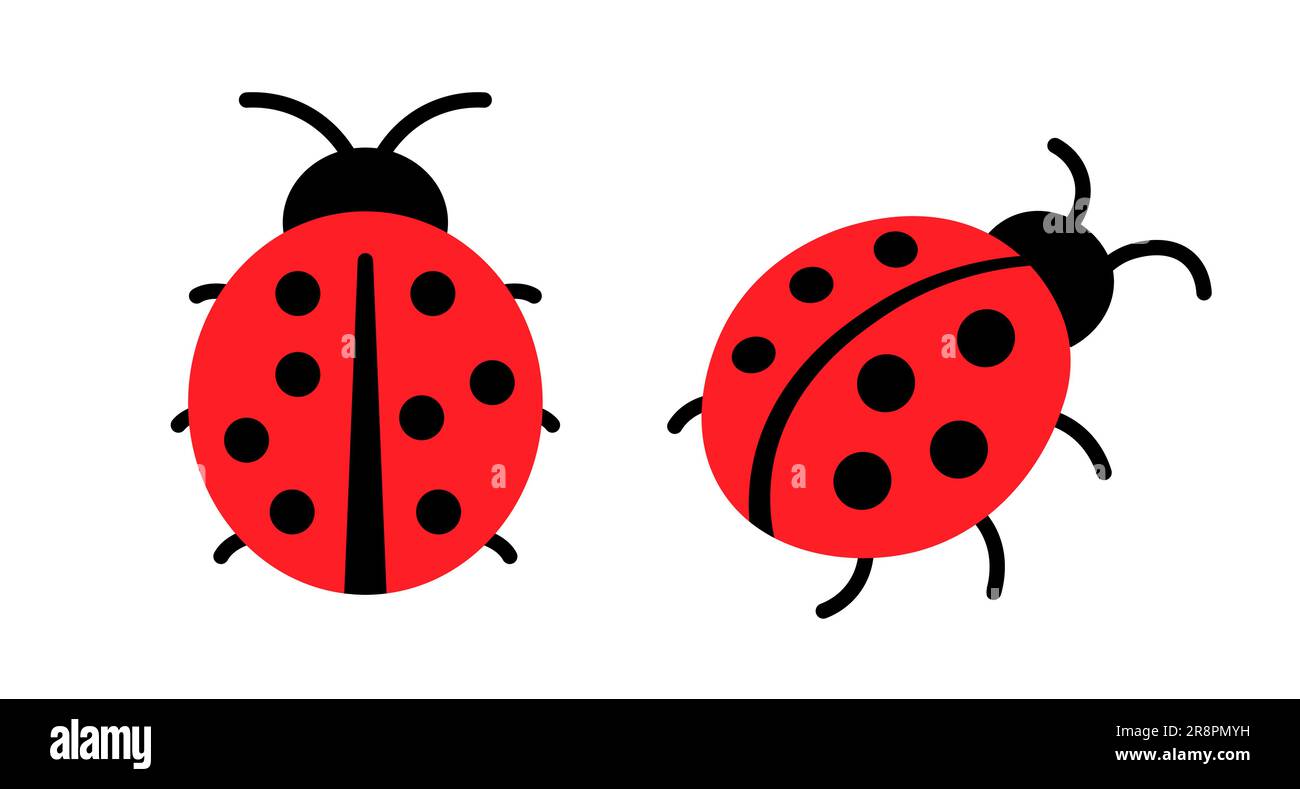 Lady bug cartoon flat icon. Ladybug simple small vector cute symbol.  Ladybird beetle isolated red logo design Stock Vector Image & Art - Alamy