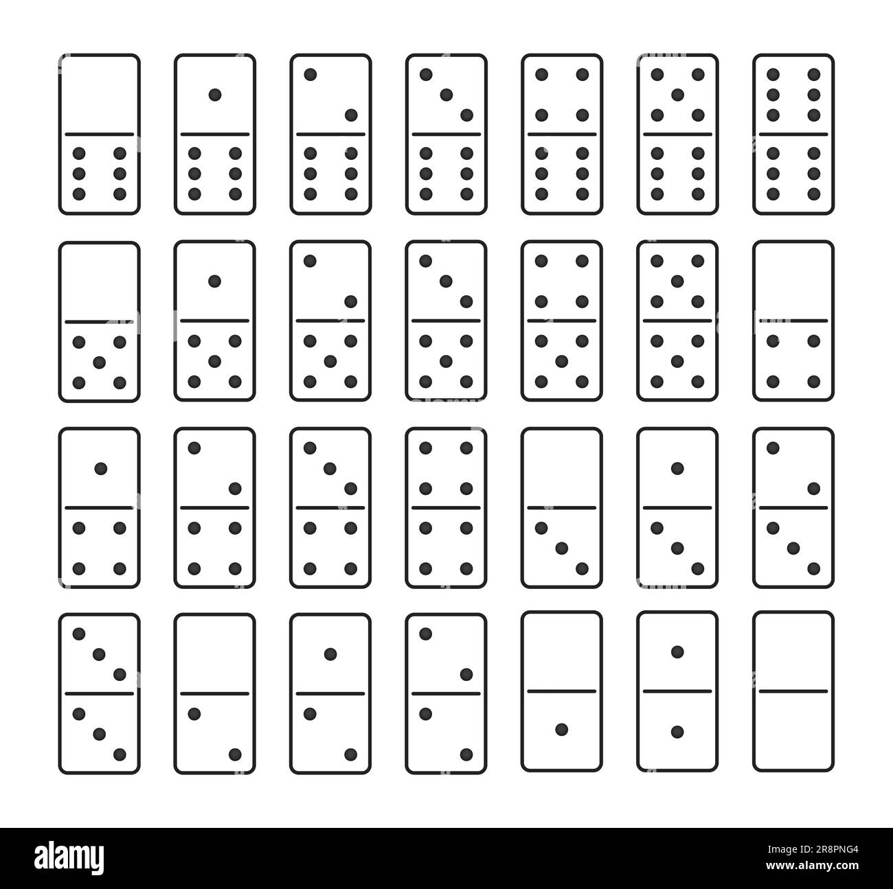 Domino vector set piece game board flat icon. Domino card set vector