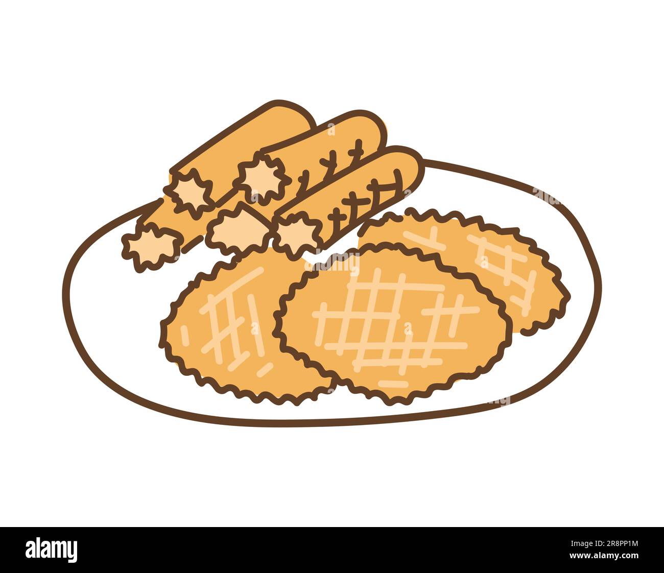 Hand drawn doodle waffle isolated on white background. Cute colored ...