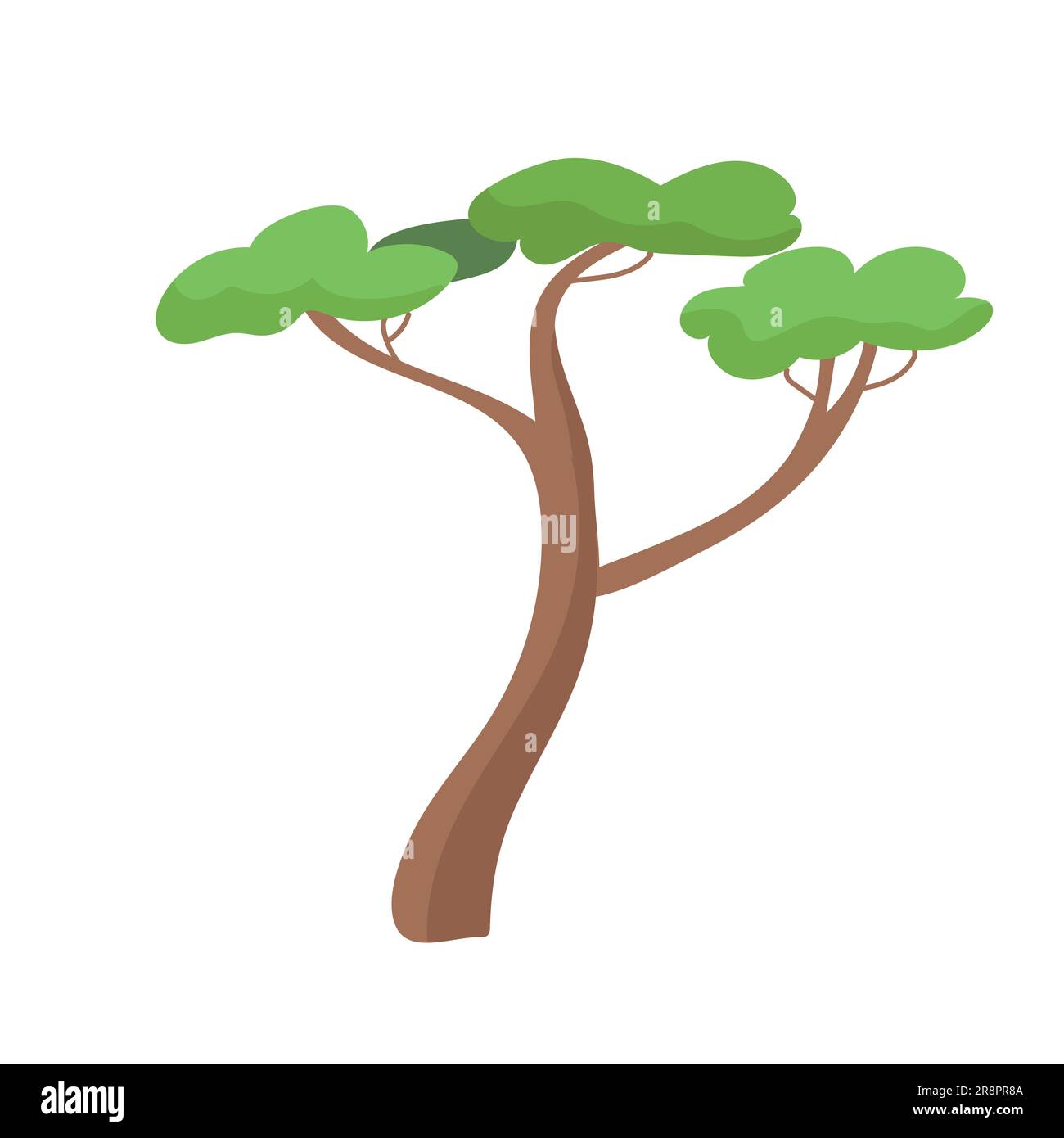 Hand drawn colored African tree Vector illustration isolated on white