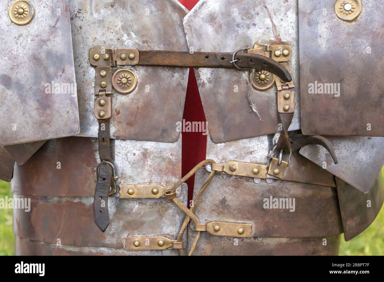 foreground detail photography in vertical view of armor af a soldier ...
