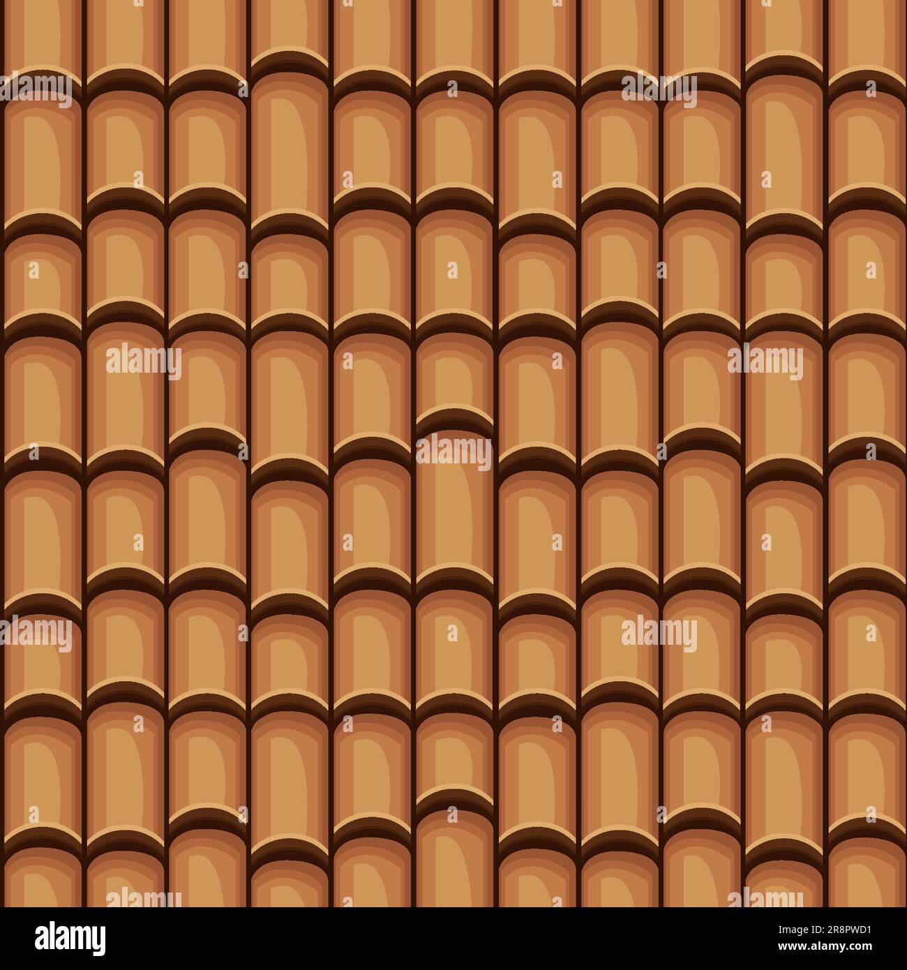 Seamless Ceramic Roof Tiles. Vector Seamless texture Stock Vector