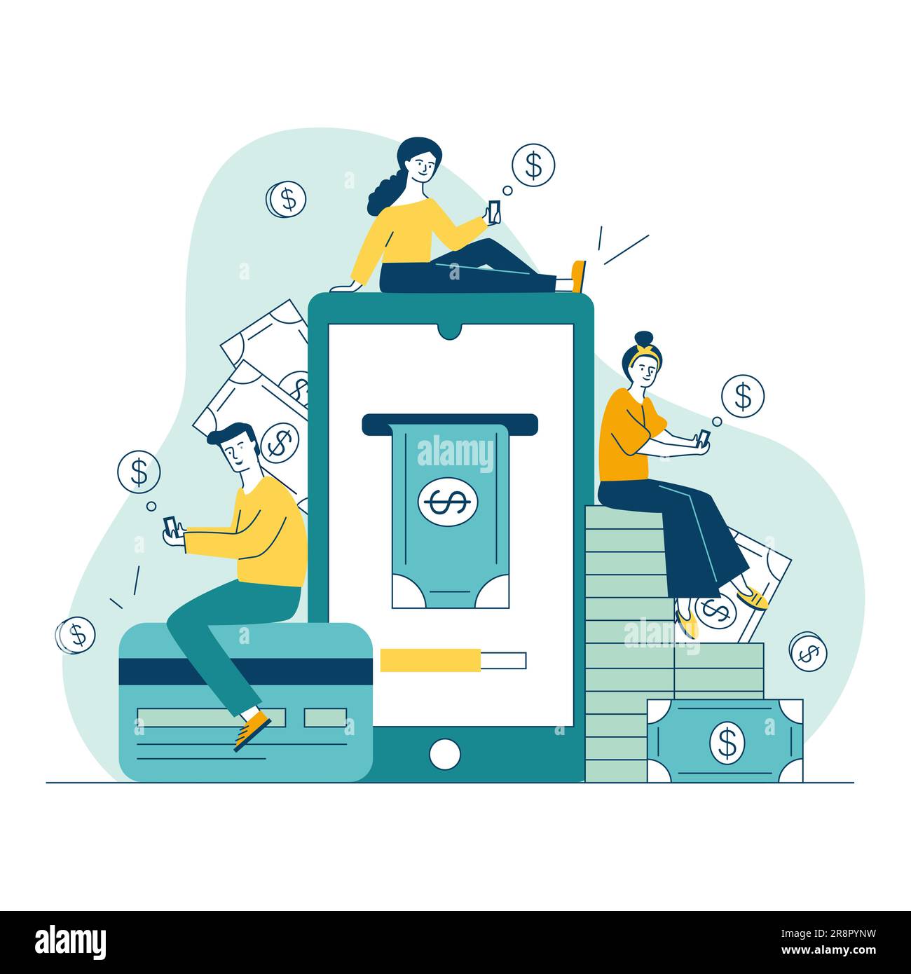 Smartphone users paying online Stock Vector