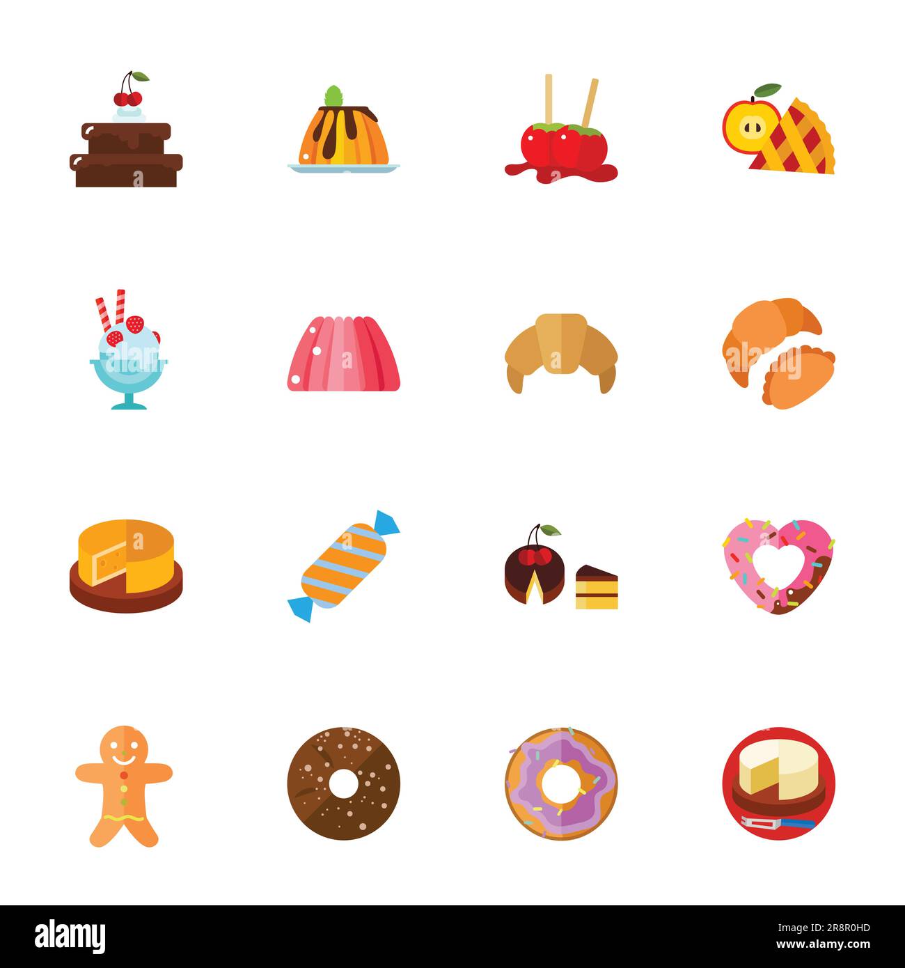Dessert collection. Colorful flat icon set Stock Vector