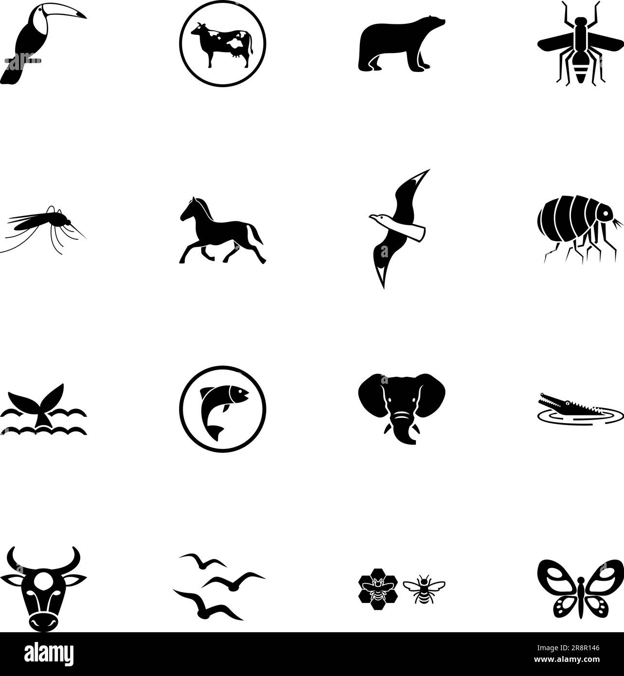 Animals and insects icon set Stock Vector Image & Art - Alamy