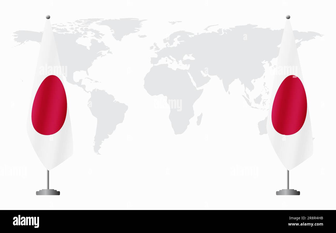 Japan and Japan flags for official meeting against background of world