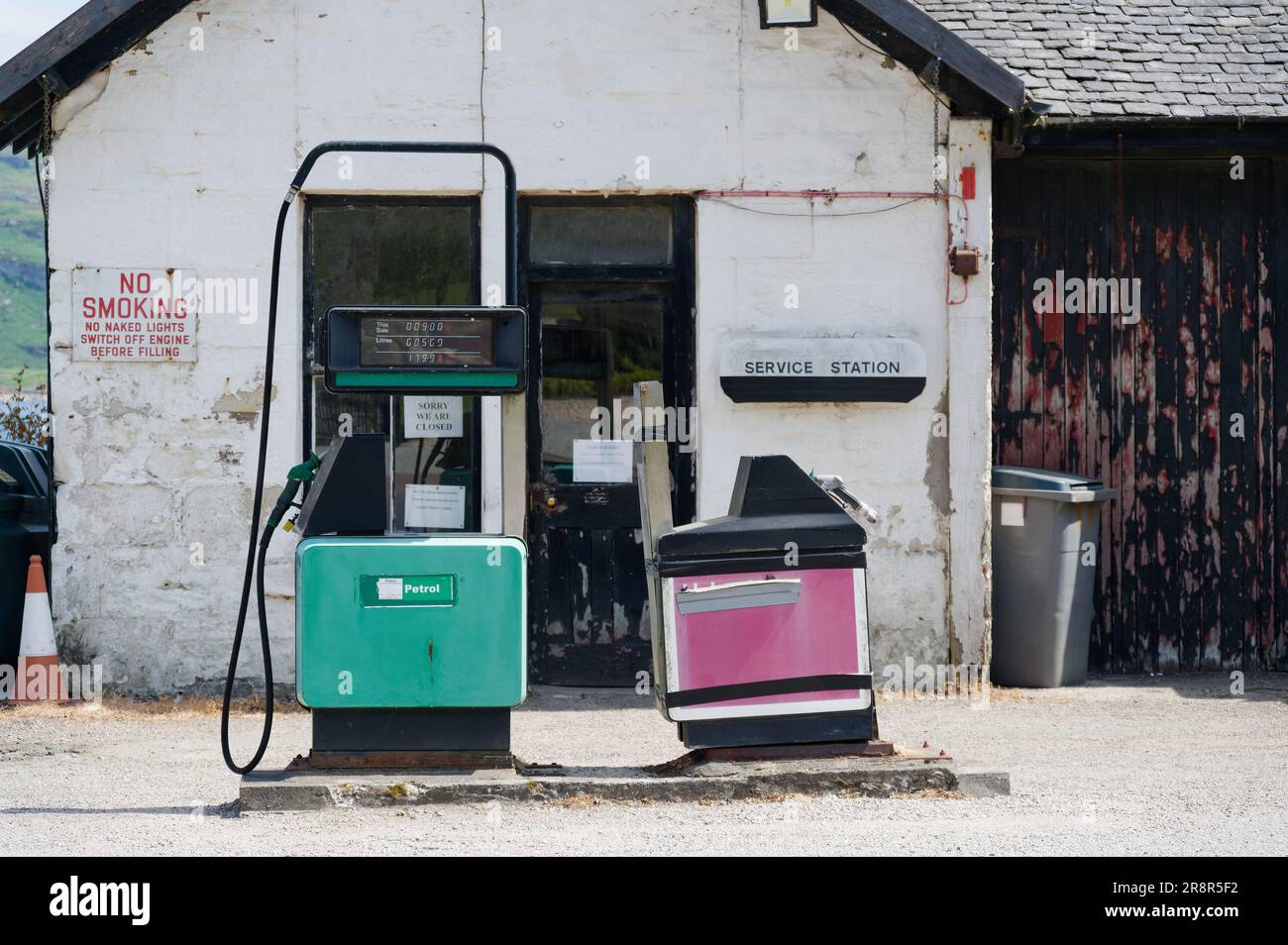 Fuel pumps at garage during inflation of petrol and diesel price