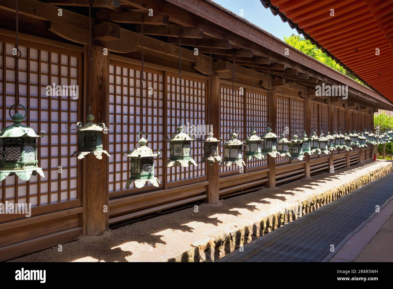 Lanterns of Kasuga Taisha shrine Stock Photo