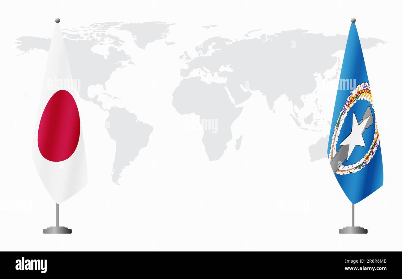 Japan and Northern Mariana Islands flags for official meeting against