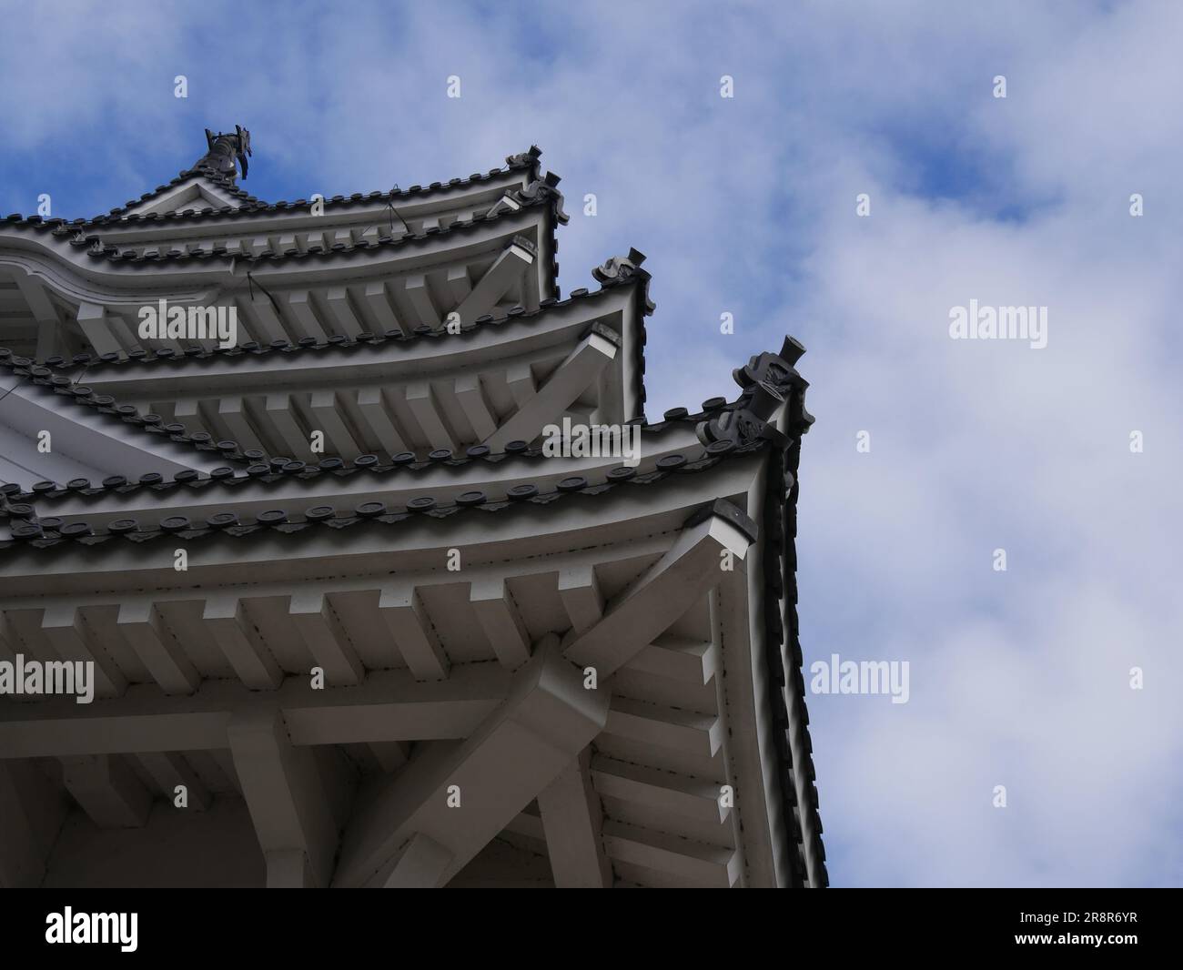 Himeji castle, view from underneath the roof, Kansai, Japan Stock Photo