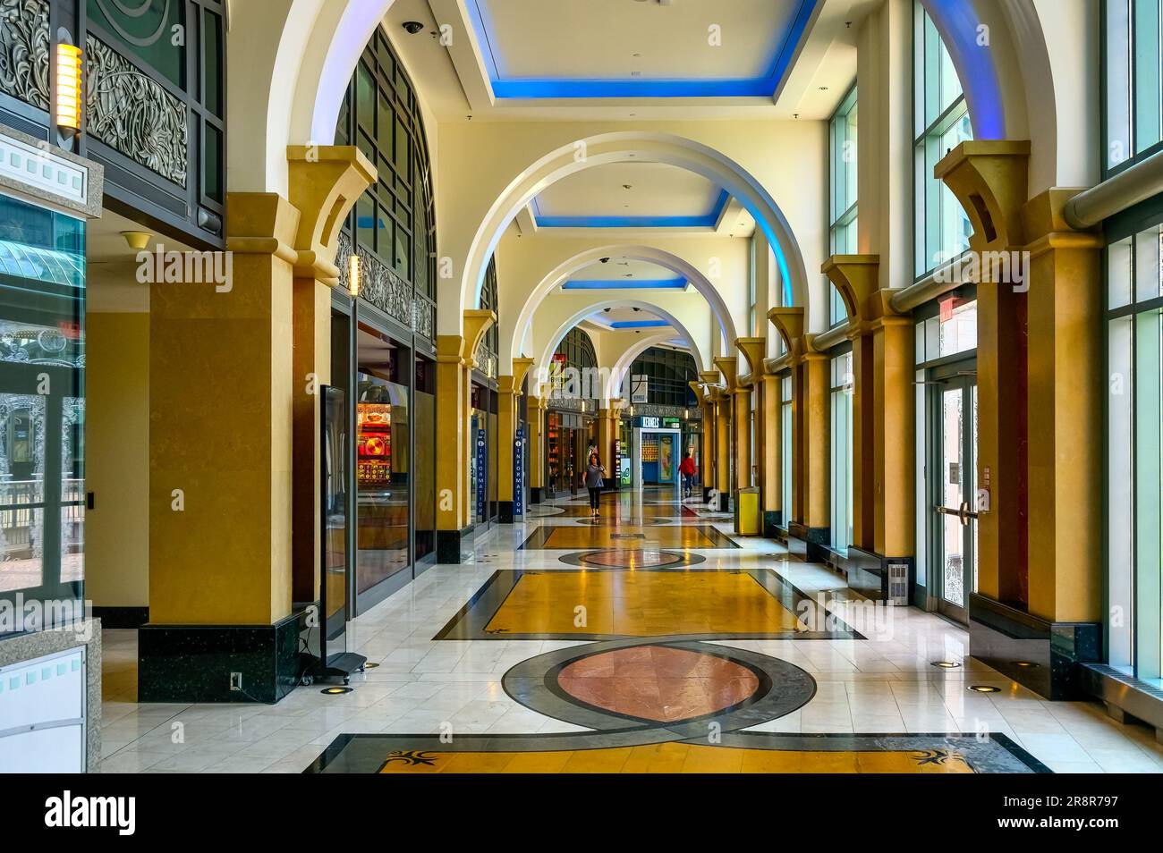 Fallsview Casino Resort, Niagara Falls City, Canada. The interior architecture of the corridors in the shopping mall area. Stock Photo