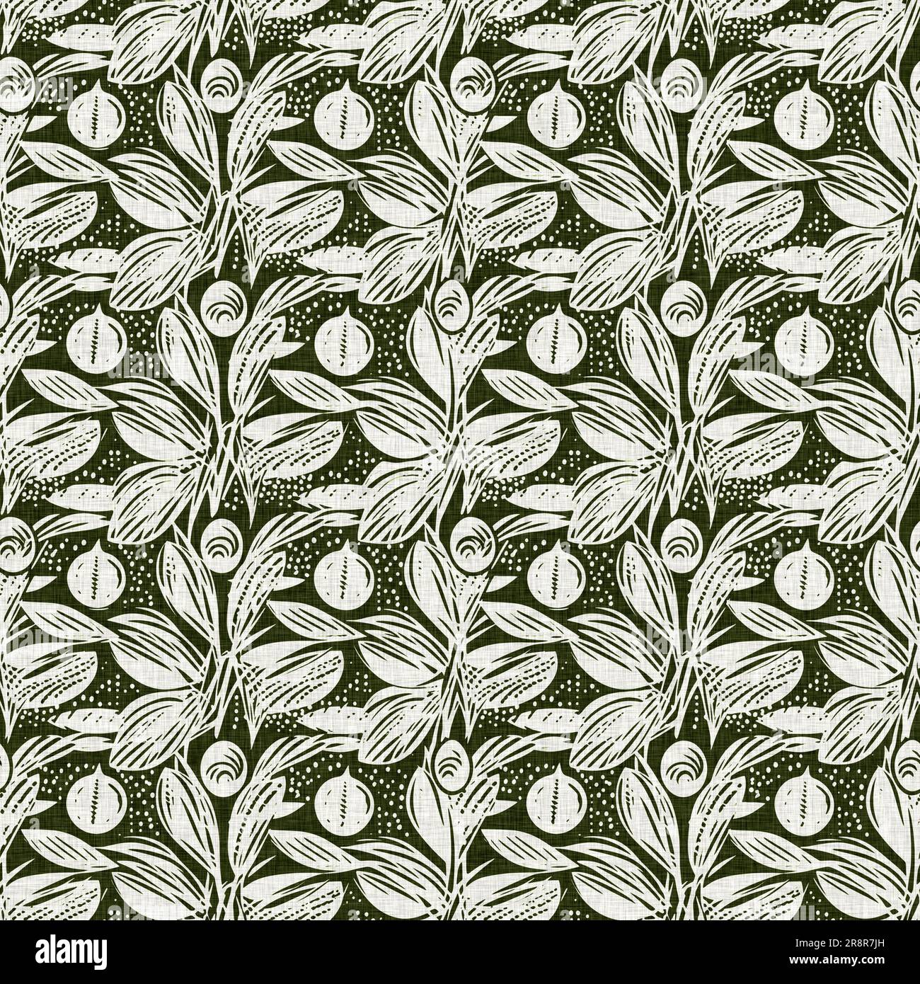 Ribbon and Roses Floral Linen Fabric in Faded French Green Ribbons