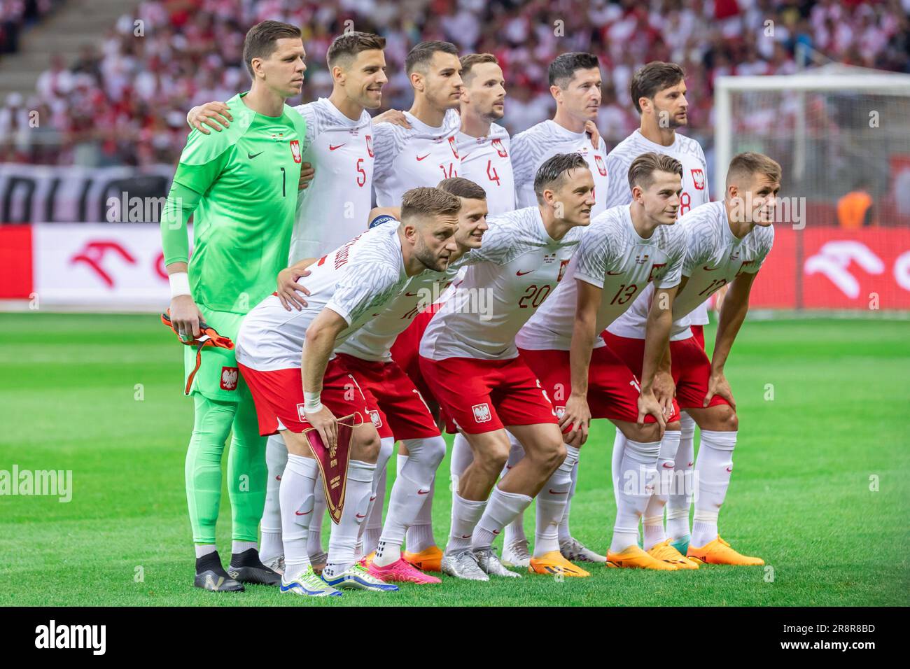 Team of Poland pose for a group photo during the friendly match between Poland and Germany at PGE Narodowy Stadium. (Final score; Poland 1:0 Germany) It was Jakub B?aszczykowski's last, 109th match for the Polish  football national team. Stock Photo