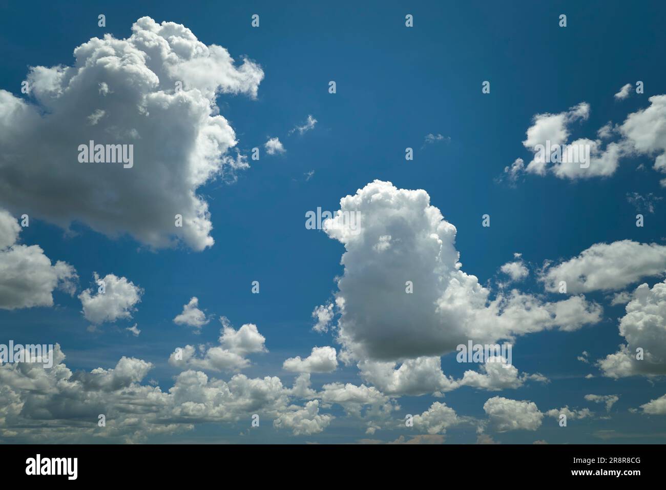 White puffy cumulus clouds on summer blue sky Stock Photo - Alamy
