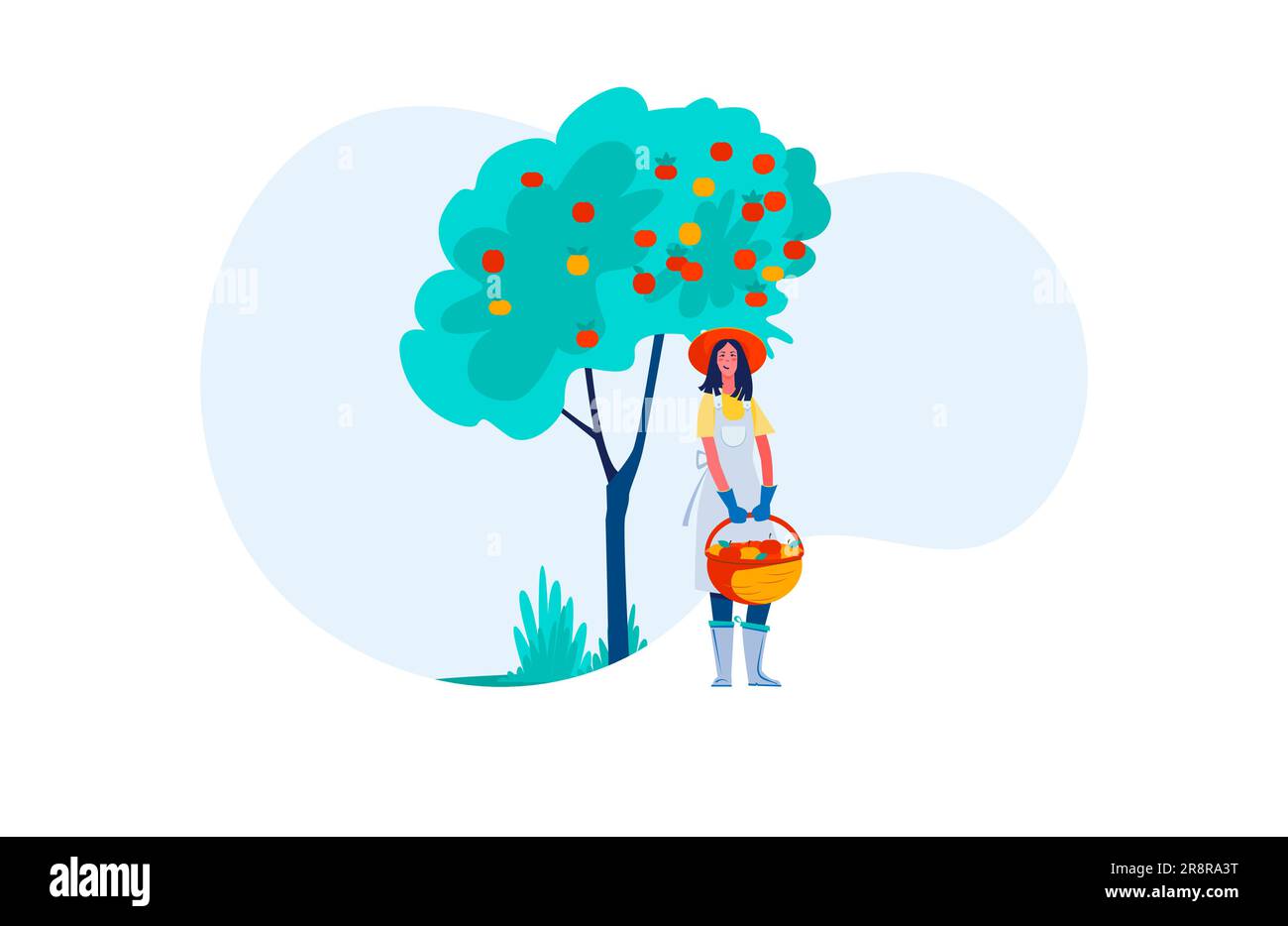 Female farmer picking apples Stock Vector Image & Art - Alamy