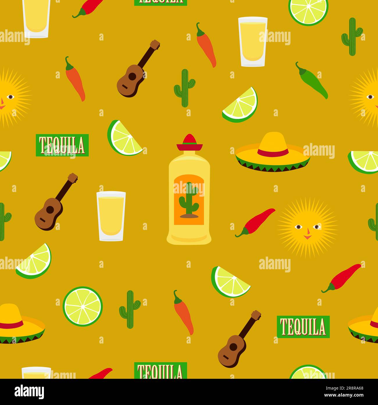 Mexican tequila background. Seamless pattern. Vector illustration Stock