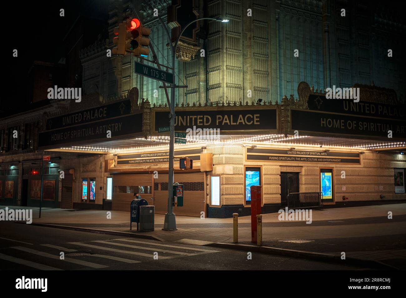 United Palace Theater at night in Washington Heights, Manhattan, New York Stock Photo