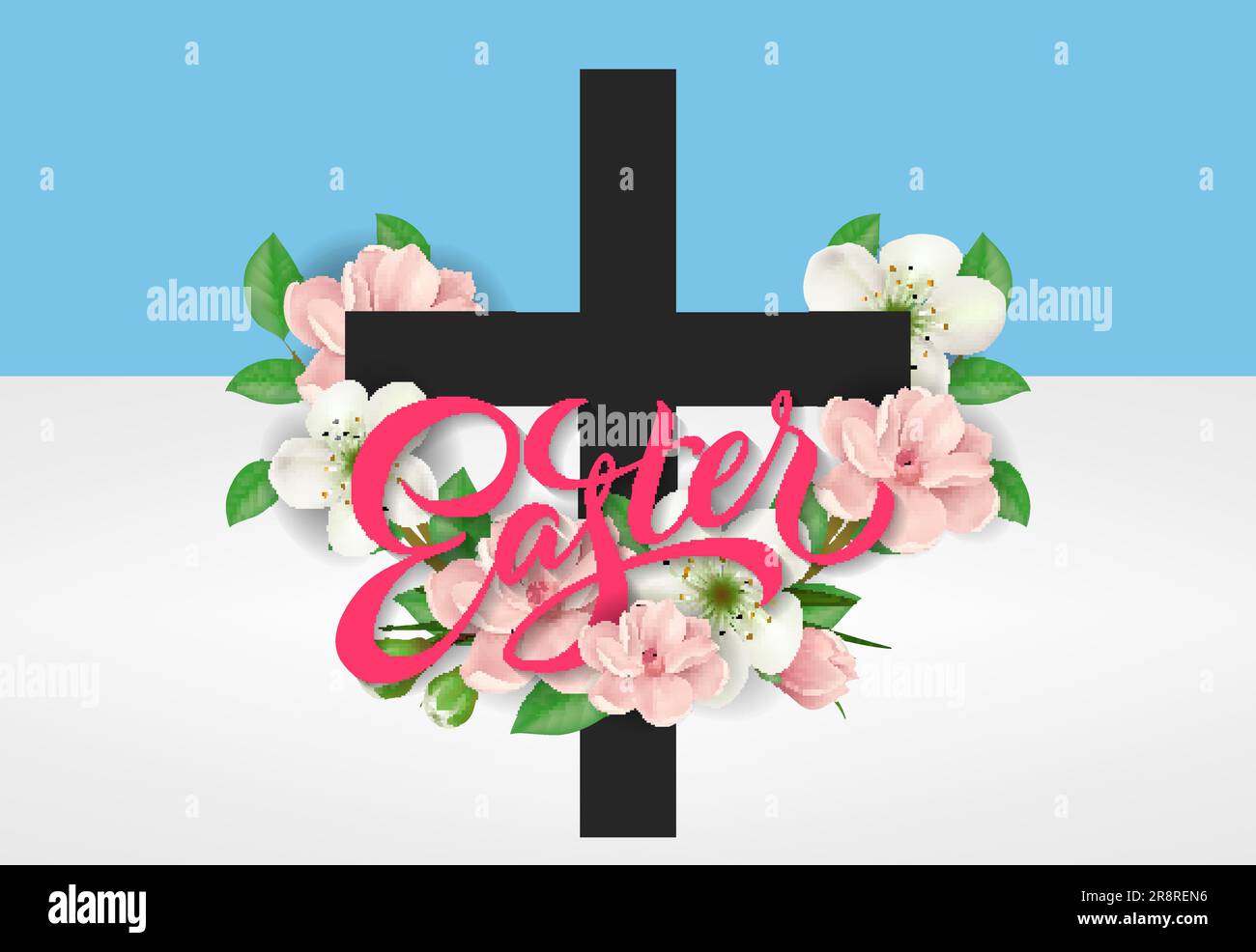 Easter Inscription with Cross Stock Vector
