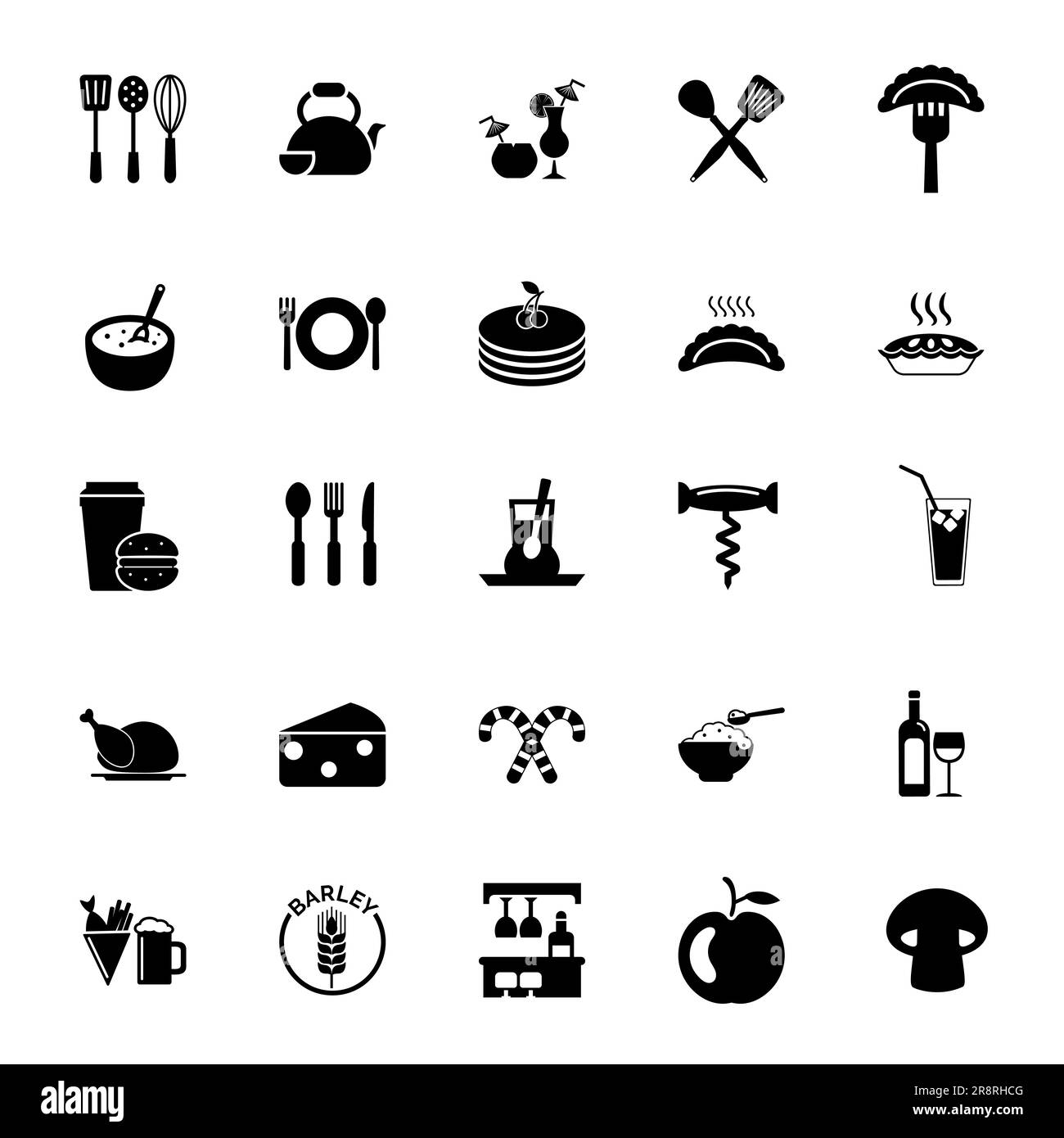 Eating and cooking icon set. Bar and restaurant collection Stock Vector