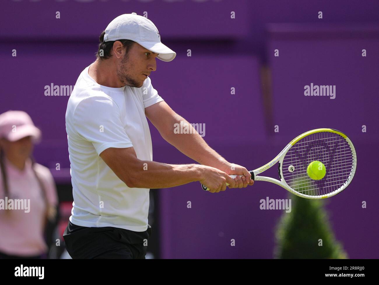 Miomir Kecmanovic (SRB) during his round of 32 match with Cameron Norrie (GBR) during day one of the LTA cinch championships tennis tournament 2023, A Stock Photo