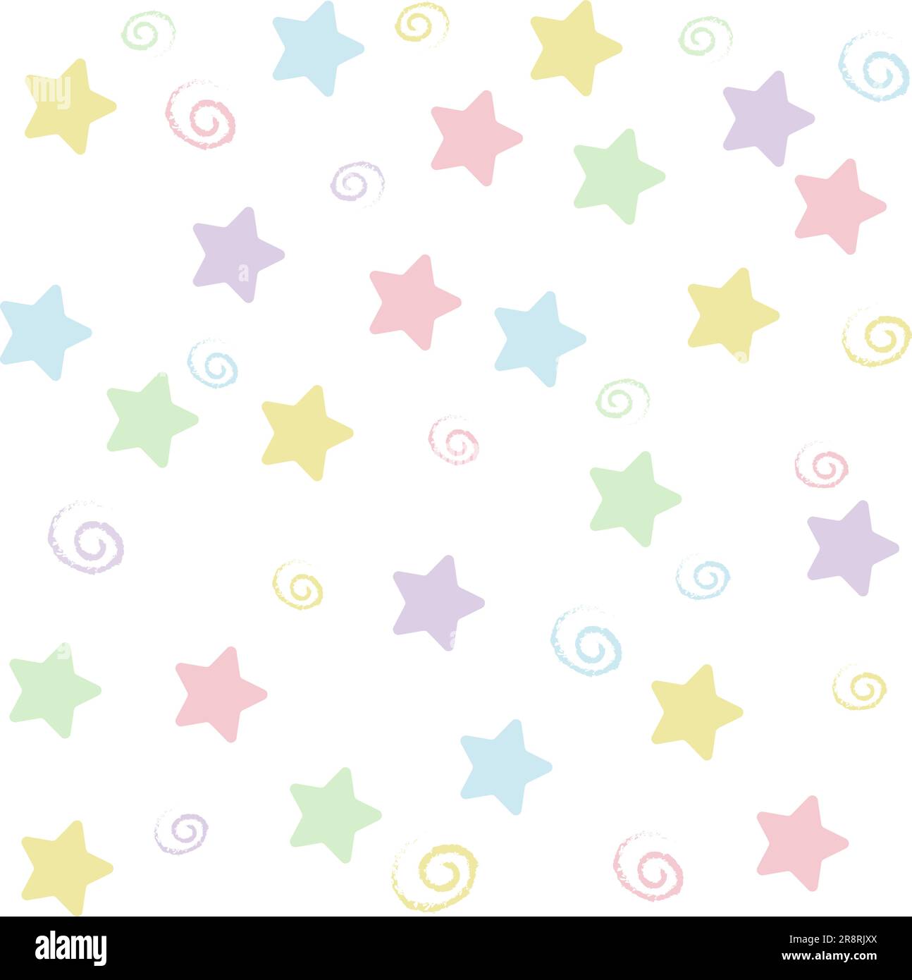 Cheerful colored cute stars with emotions, children's seamless pattern in soft pastel colors. Vector Stock Vector