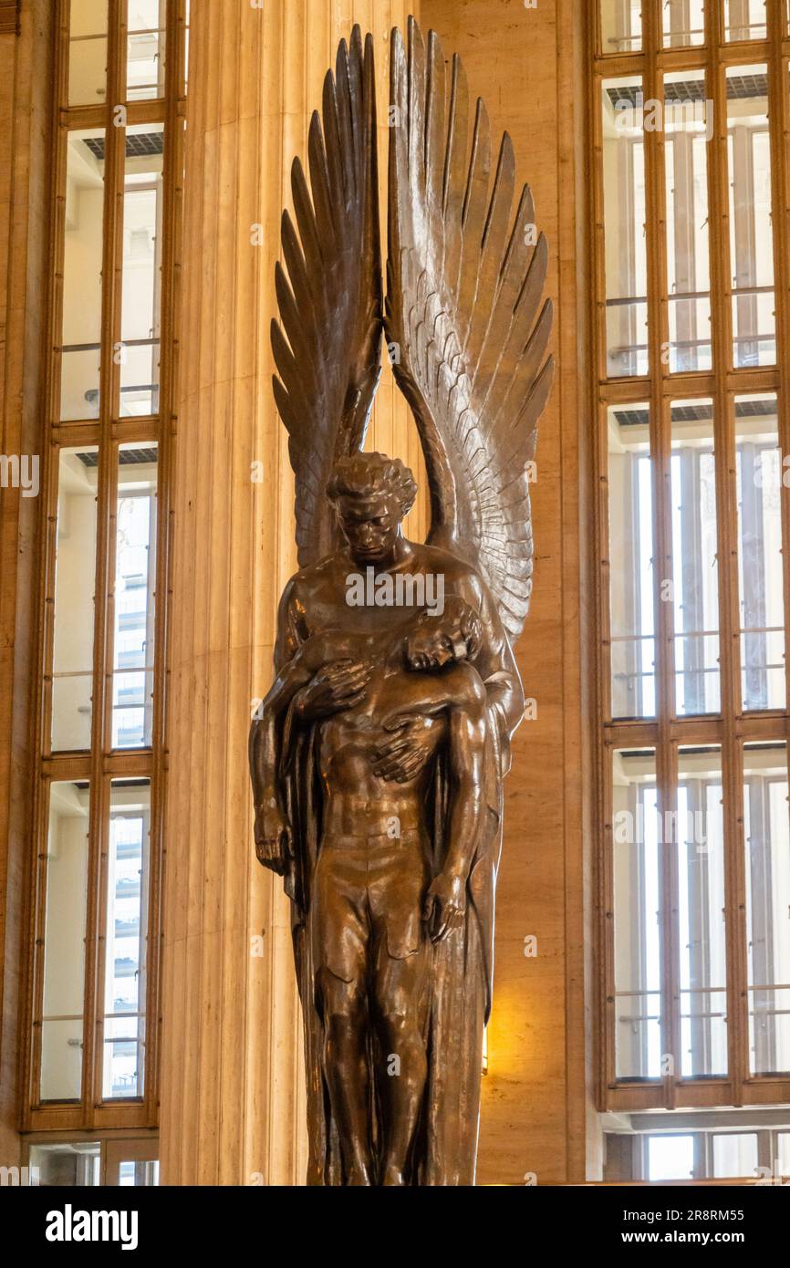 Pennsylvania Railroad World War Two Memorial monument on the main