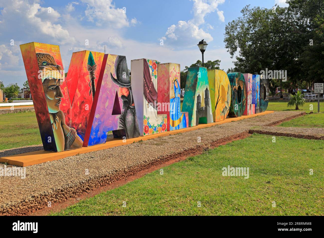 Colourful Valladolid city lettering, Valladolid, Yucatan, Yucatan Peninsular, Mexico. Stock Photo