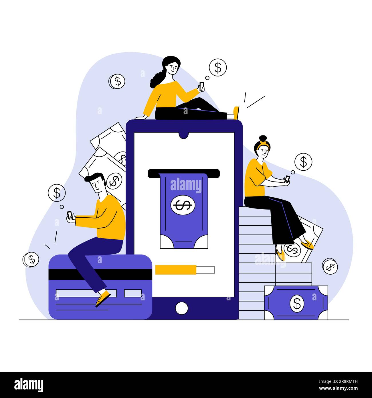 Smartphone users paying online Stock Vector