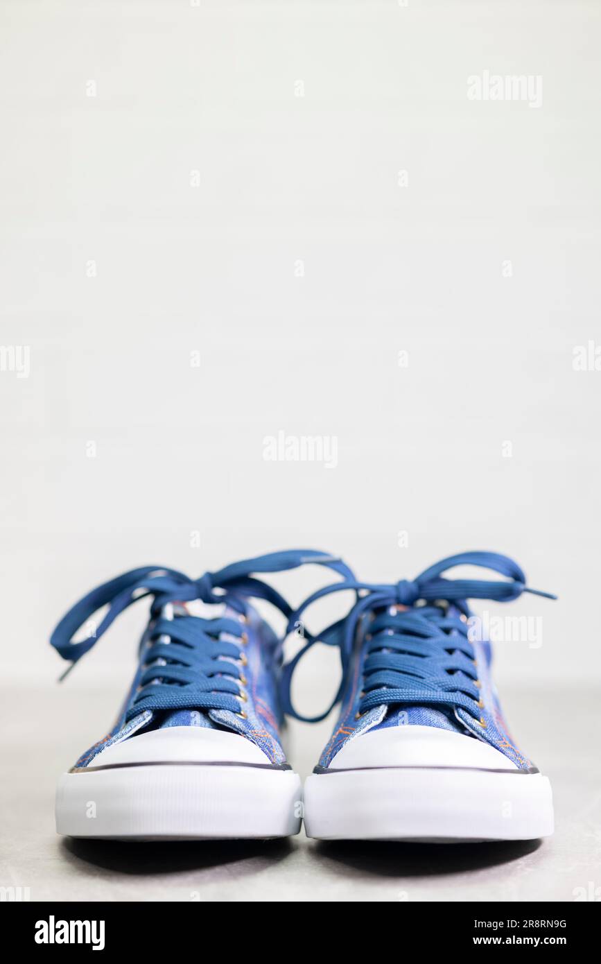 close up of dením sneakers Stock Photo