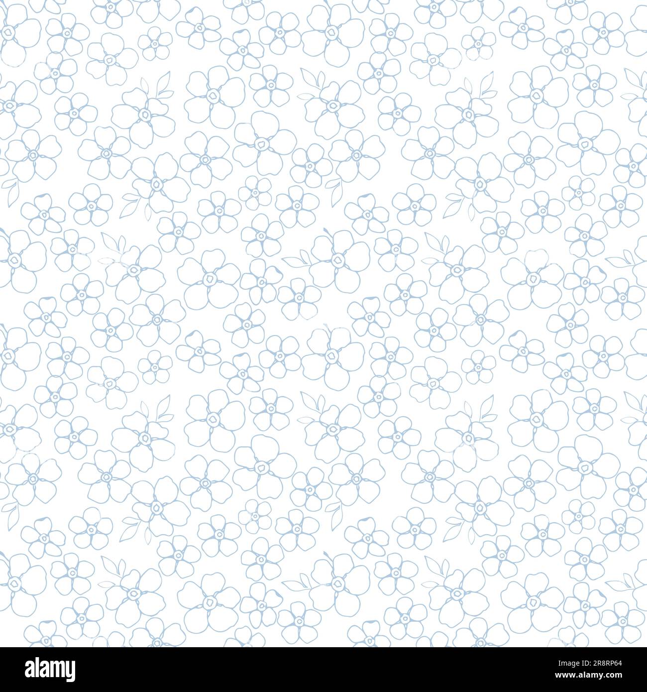 Forget me not flower seamless pattern pastel blue color for textile Stock Vector