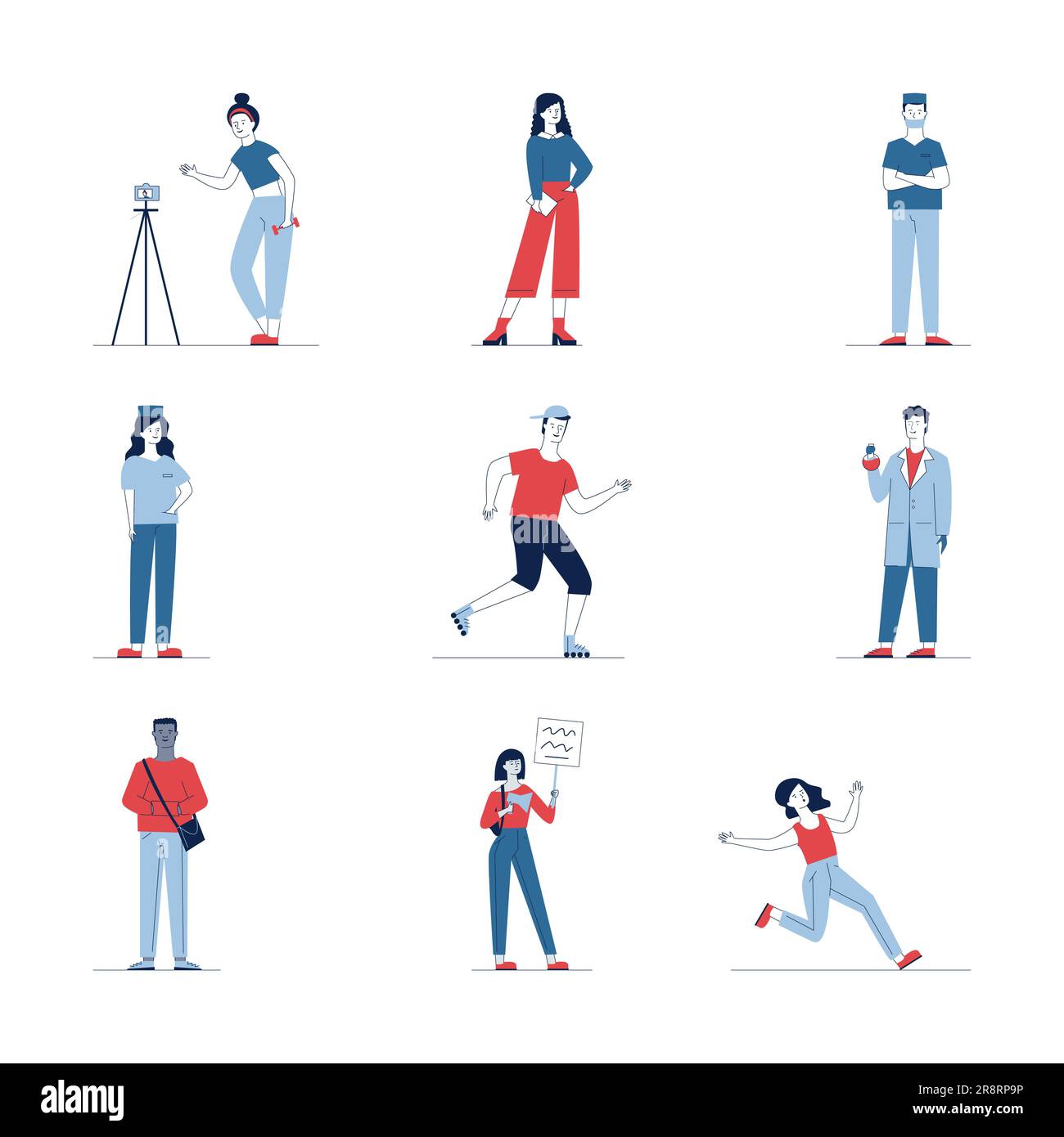 Creative collection of different cartoon people Stock Vector