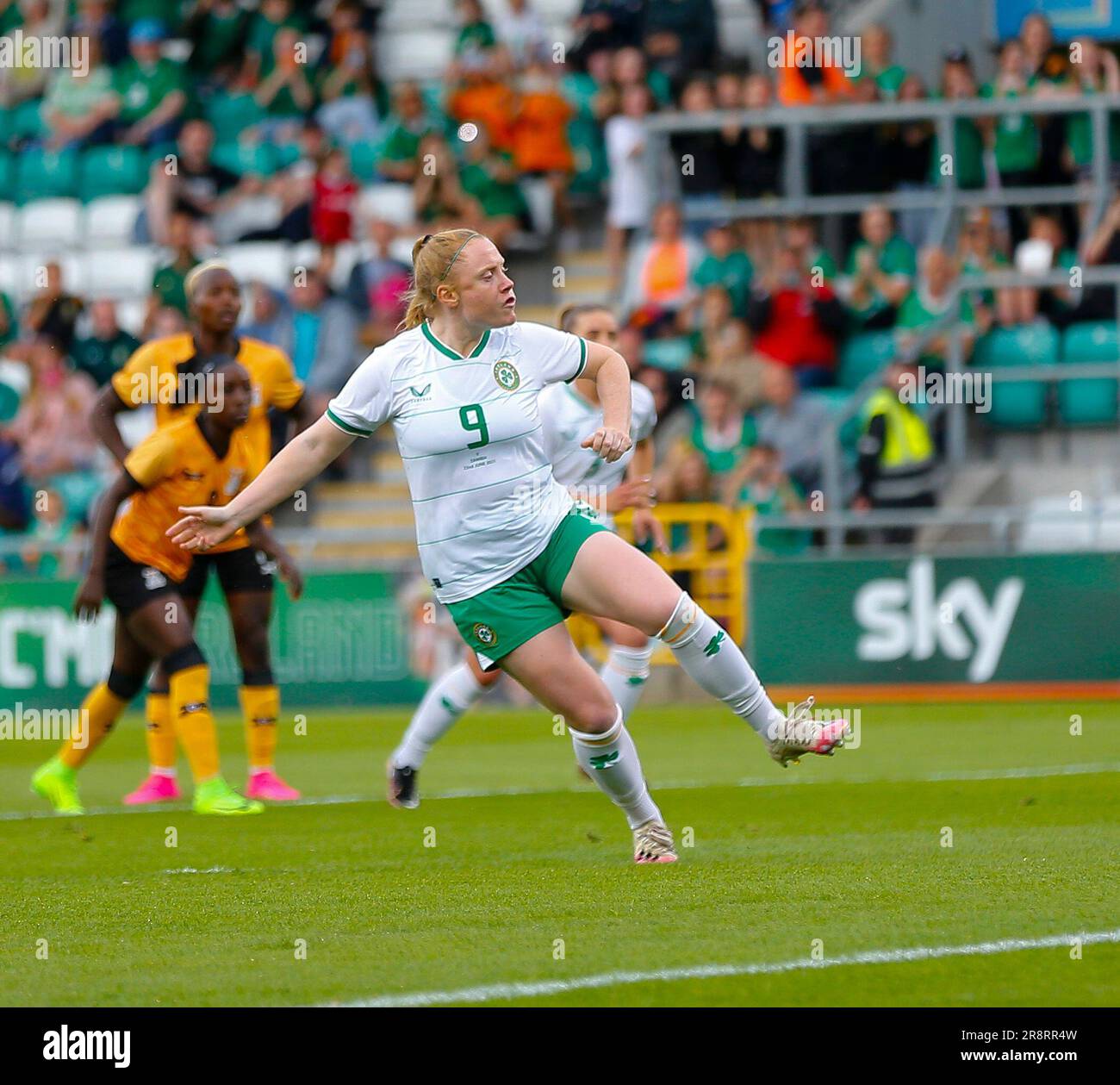 22nd June 2023; Tallaght Stadium, Dublin, Ireland: International Football  Womens Friendly, Republic of Ireland versus Zambia;
