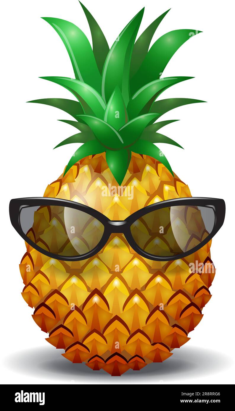 Pineapple wearing sunglasses. Realistic vector illustration Stock