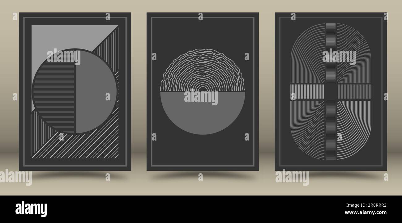 composition of geometric shapes in shades of gray. Minimalist design ...