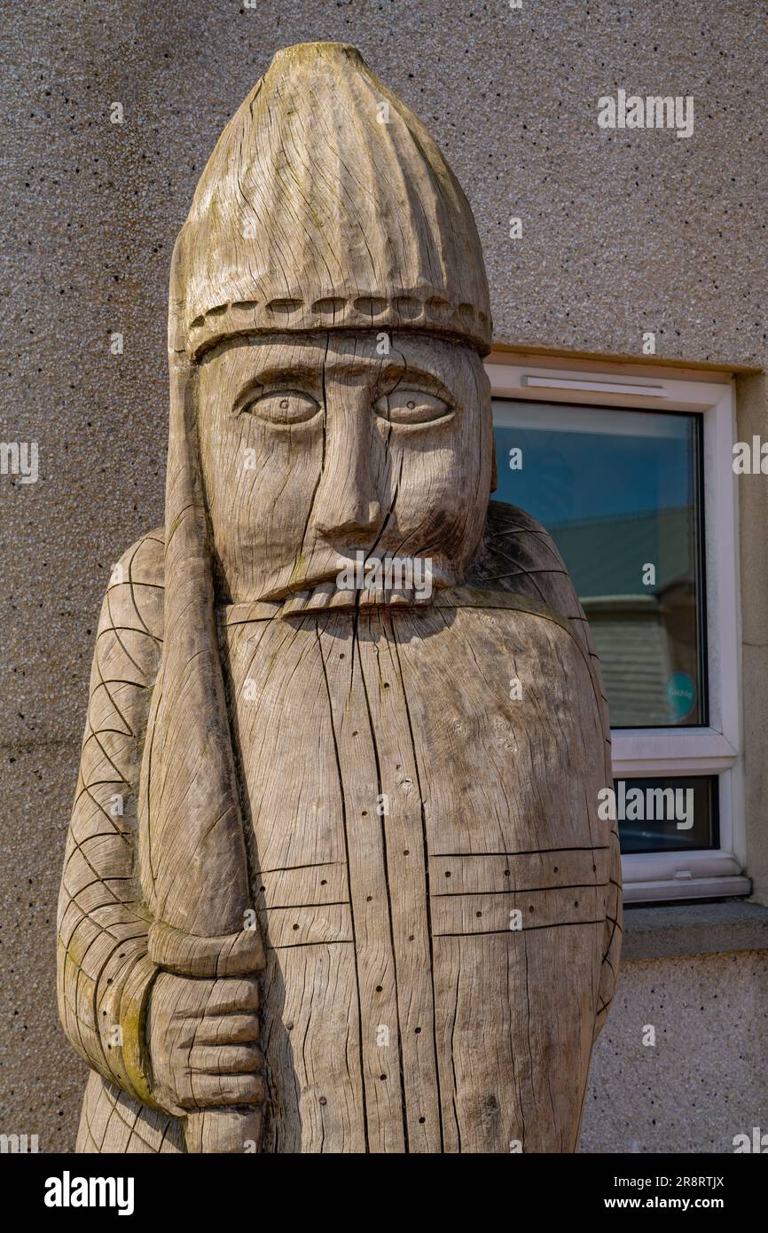 Wooden carving of one of the Lewis chessmen Stock Photo