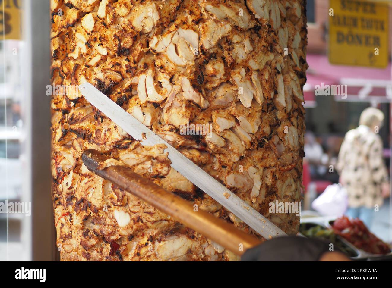 rotating traditional gyros meat close up Stock Photo Alamy