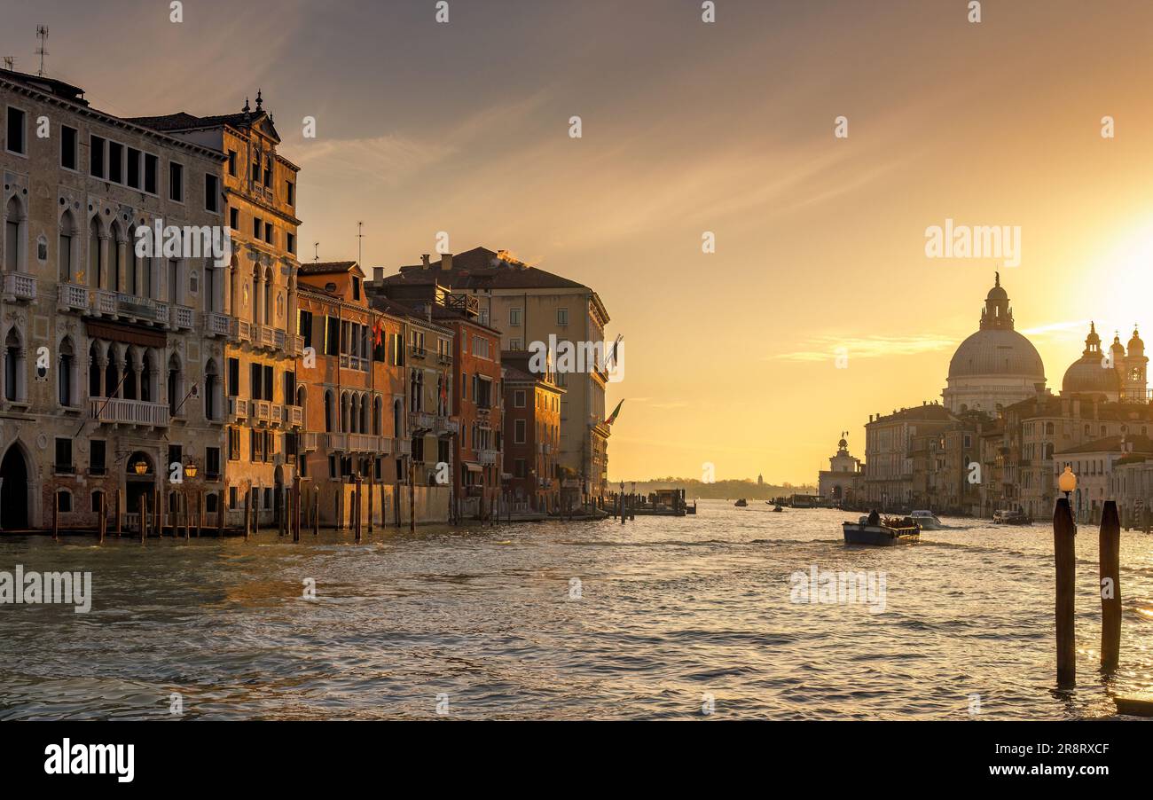 The Grand Canal in Venice with the Santa Maria della Salute basilica at ...