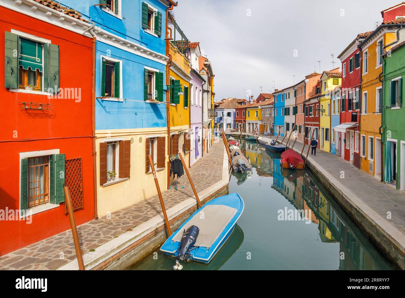 The Burano Island Near Venice A Canal With Colorful Houses Italy 
