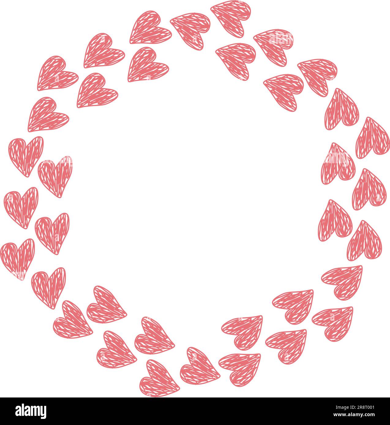 Cute hand drawn flower wreath. Vector floral frame in doodle style ...