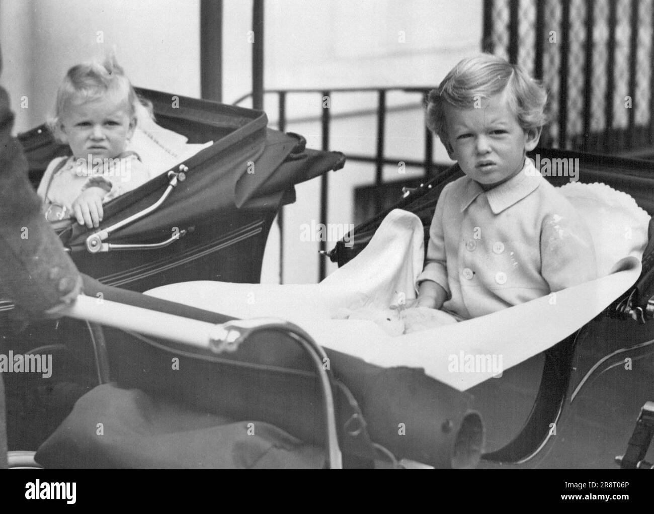 Duke of Kent's children have their first cuting in London since their return from their holiday at Sandwiich and Sandringham. Prince Edward (right) and Princess Alexandra during their outing in Belgrave Square. August 31, 1938. (Photo by Sport & General Press Agency, Limited). Stock Photo