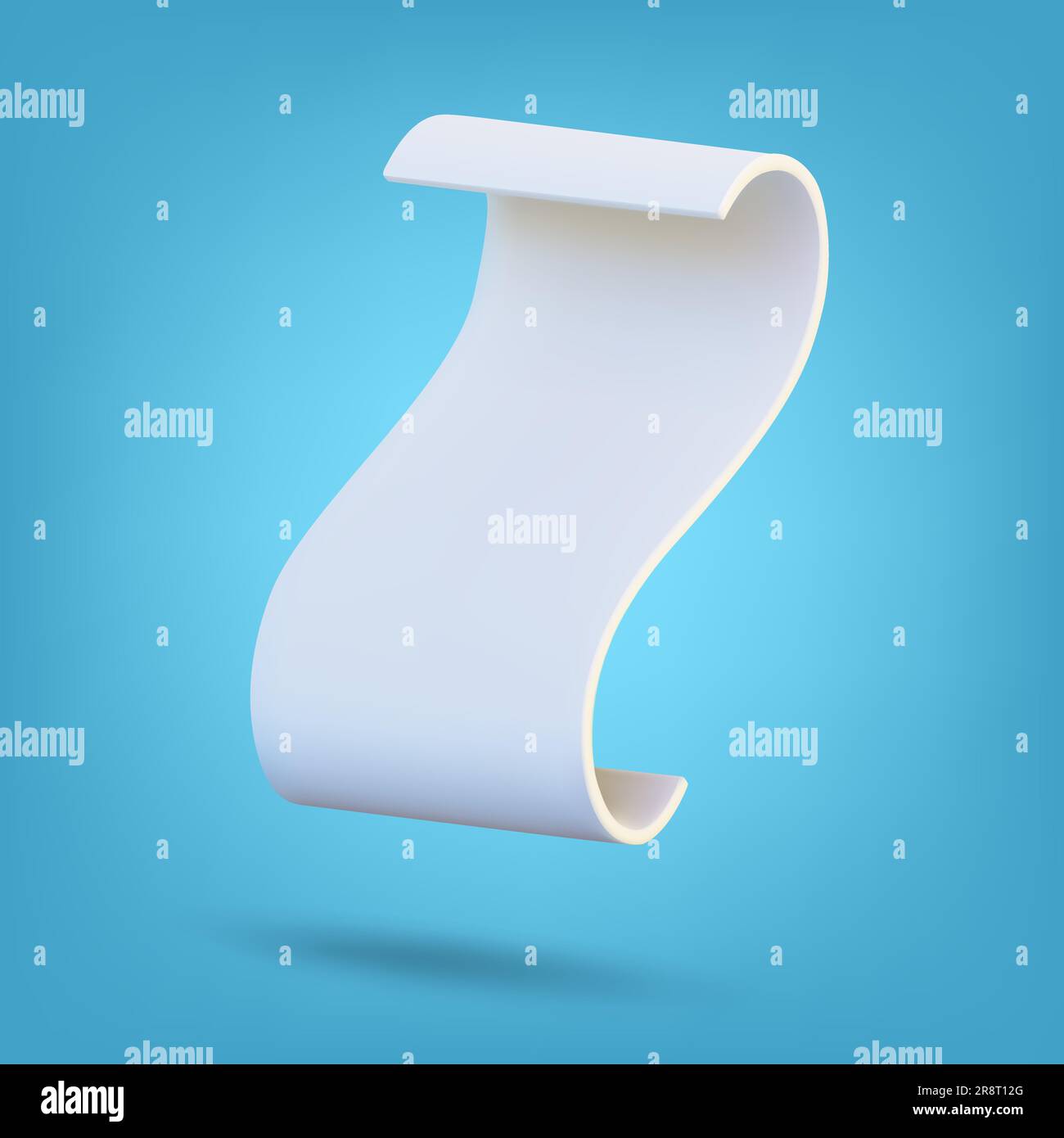 Paper ribbon rolls isolated on blue background. 3D Rendering. Vector