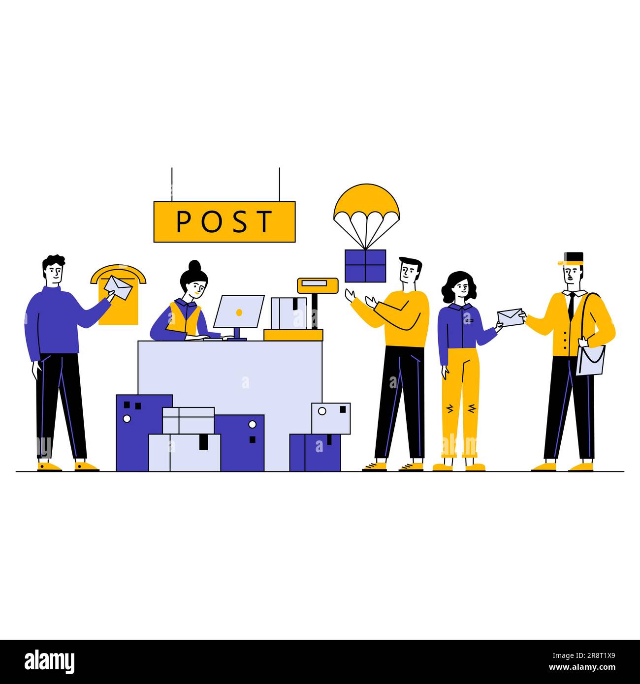 Woman packages post Stock Vector Images - Alamy