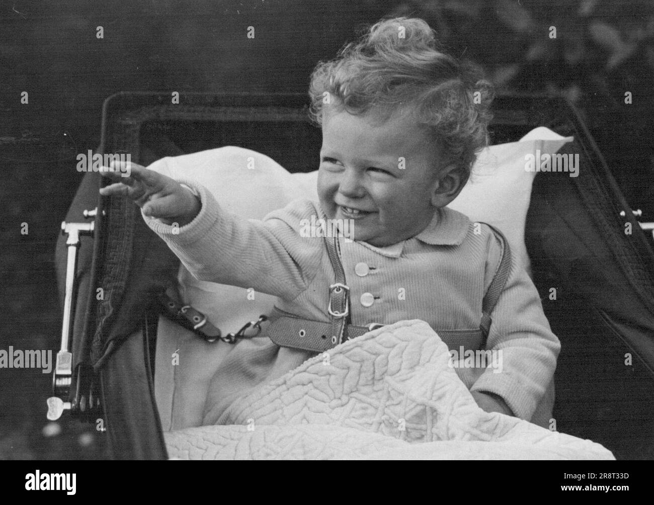 The Latest Picture Of Prince Edward - Prince Edward the one year old son of the Duke and Duchess of Kent, photographed in the grounds of their home at Belgrave Square. January 4, 1937. Stock Photo